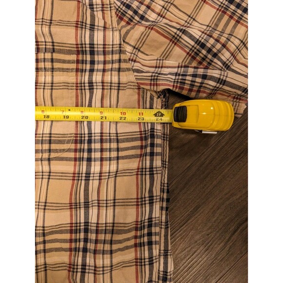 Vintage Eddie Bauer Plaid Button-Down Shirt Size L Brown Tan - Picture 5 of 6